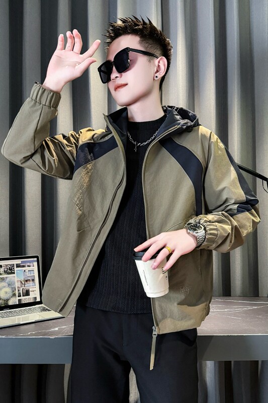 绿首314B-2-JK90-108控148秋季新款连帽外套男简约潮流夹克,男装夹克,星座314B-2