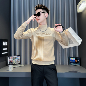 米白首314B-2-MY99-P78控108冬季新款毛衣男圆领针织衫图片
