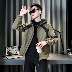绿首314B-2-JK90-108控148秋季新款连帽外套男简约潮流夹克图片