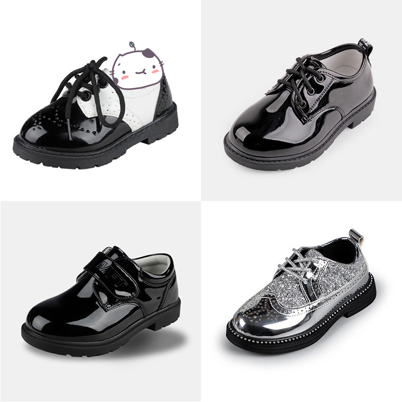 男童皮鞋黑色英伦风学生软底皮鞋男孩花童西装演出鞋儿童新款校园