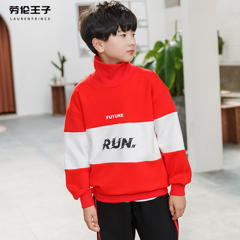 初中男生高领长袖加绒卫衣加厚帅气青少年红白双色秋冬季男童15岁|ruв категории Детская одежда, свитер/свитер - от Buy2taobao.com для оказания профессиональной услуги покупки агента Taobao