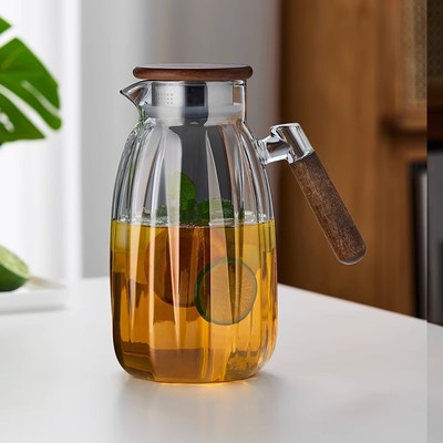 高硼硅木把玻璃茶壶大容量防爆