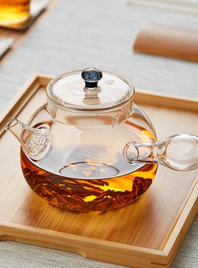 绿昌明侧把煮茶壶高硼硅玻璃耐高温家用泡茶壶带过滤花茶茶具单壶
