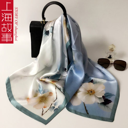 上海故事桑蚕丝妈妈生日大方巾