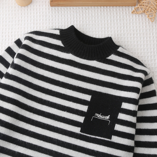 男童羊绒衫儿童毛衣2025新款高端纯山羊绒厚宝宝打底衫黑色羊毛衫