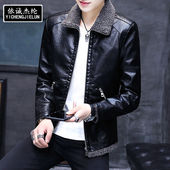 冬季 保暖羊羔绒皮夹克 皮毛一体加厚皮衣男翻领毛领外套休闲百搭