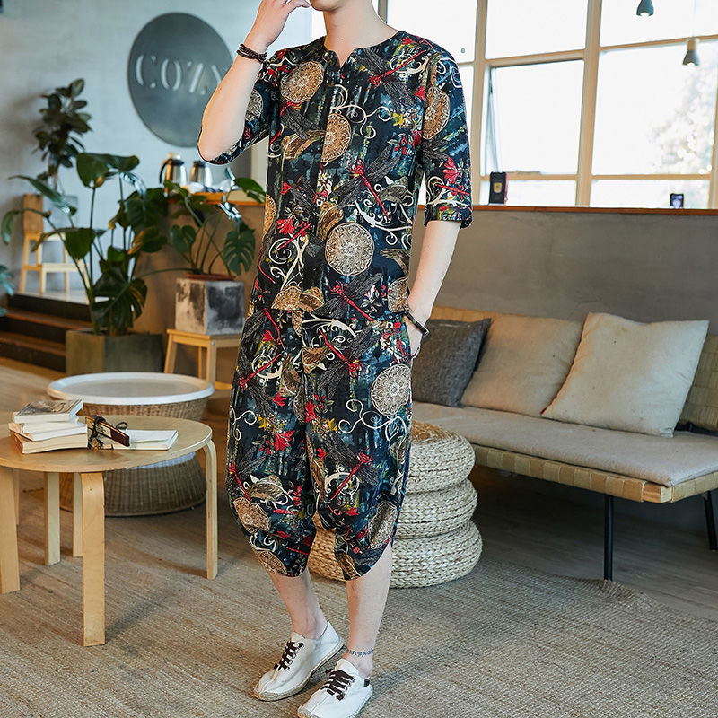 汉服短袖夏季棉麻大码