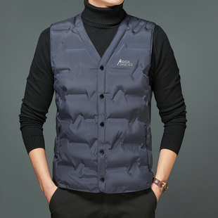 V领坎肩中老年内穿马夹贴身保暖背心 秋冬季 2025新款 羽绒马甲男士