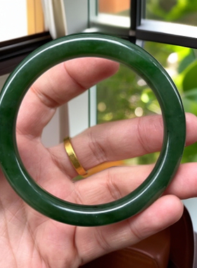 和田玉碧玉手镯58圈口