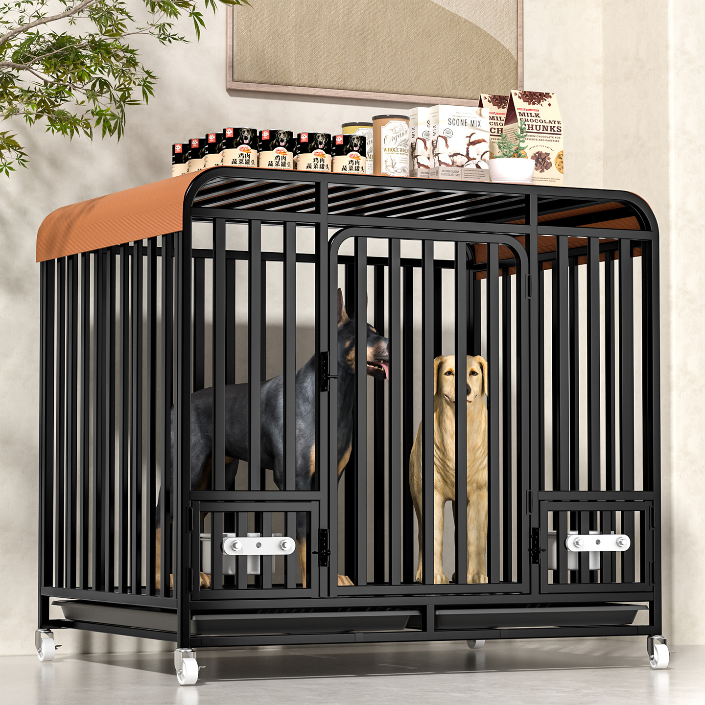 德国狗笼子大型中型犬带厕所家用室内金毛边牧专用加固方管宠物窝