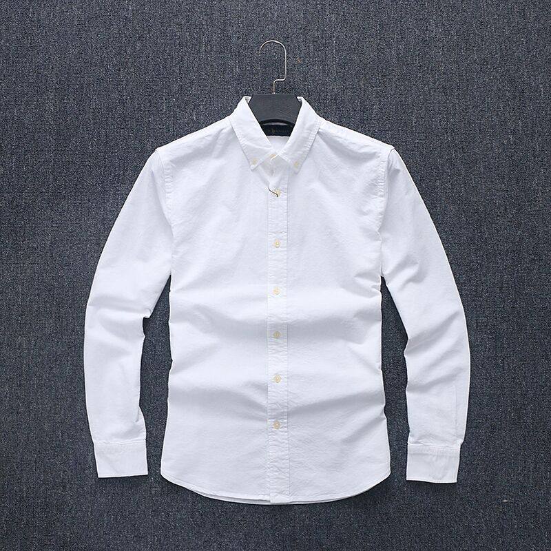 thumbnail for Men's soft wash natural cotton men's spring new oxford shirt solid color slim shirt