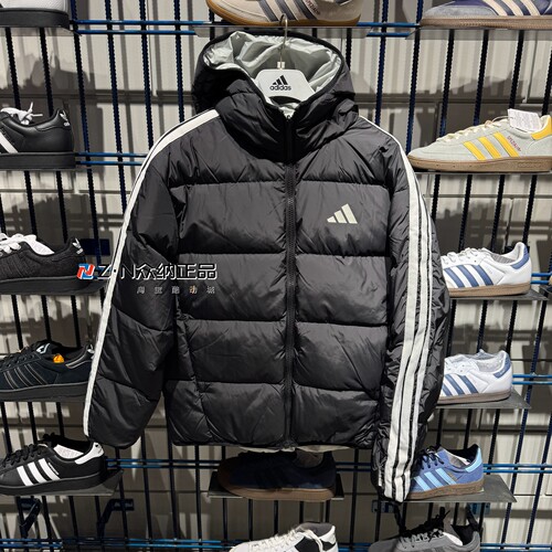 阿迪达斯三叶草男连帽保暖羽绒服