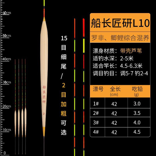 船长匠研L10鲤鱼鲫鱼抢鱼正钓抢鱼竞技休闲野钓金线手工芦苇浮漂