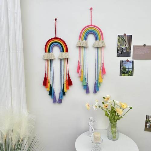 无室内北欧风彩虹装饰纯手工挂饰