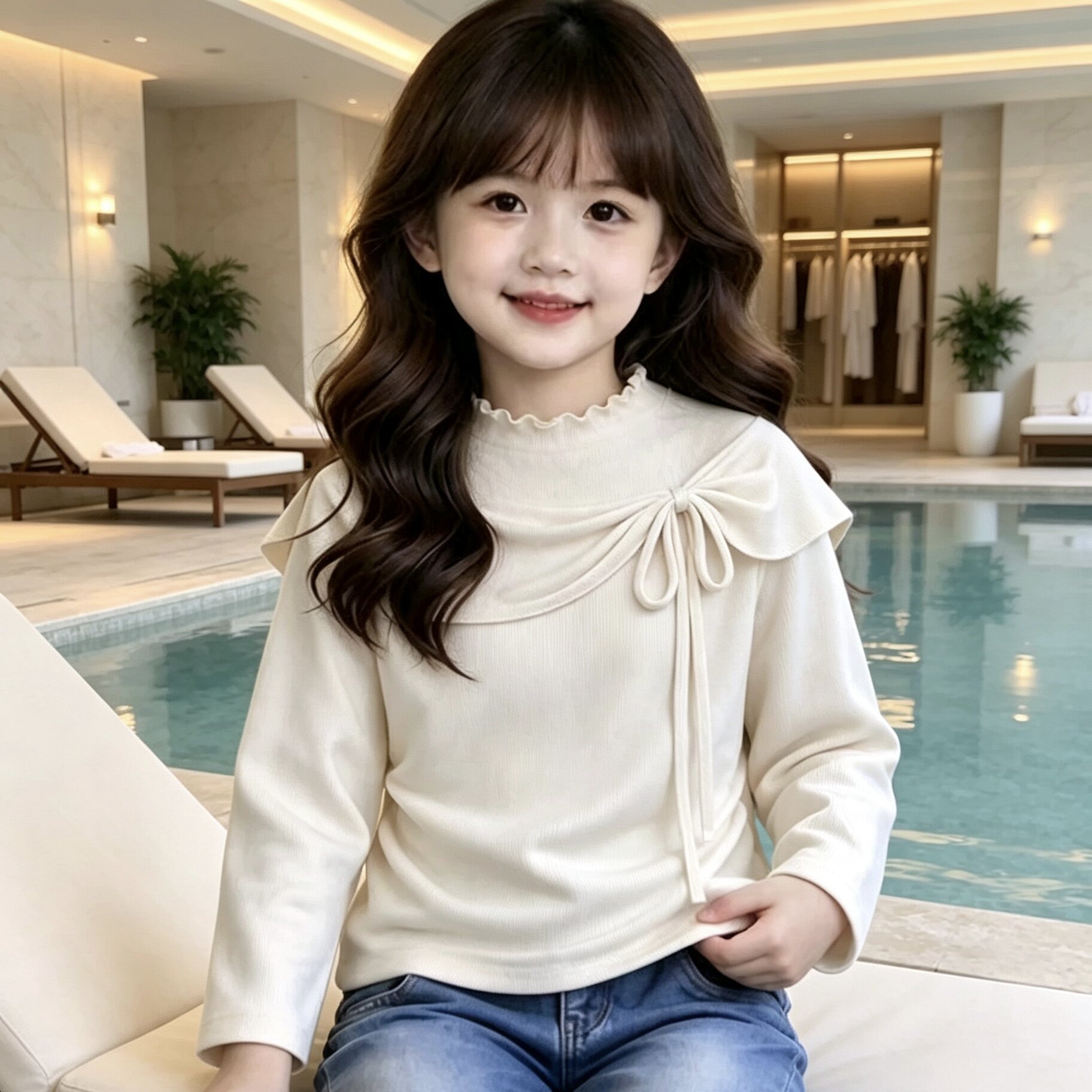 女童法式蝴蝶结斗篷t恤德绒2026中大童秋冬保暖打底长袖时尚上衣
