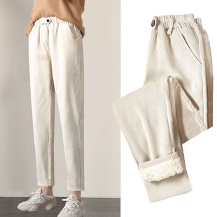 宽松运动休闲卫裤 子秋冬加绒加厚老爹裤 学生潮 灯芯绒哈伦女裤 新款