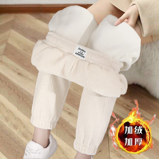 高腰垂感加绒加厚休闲卫裤 女秋冬2024新款 子女潮 灯芯绒哈伦裤 特价