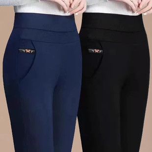 中老年女裤 外穿薄款 潮 春秋百搭加厚高腰弹力直筒休闲长裤 2025新款