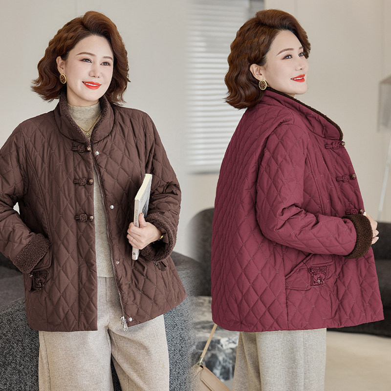 中老年秋冬加厚保暖立领盘扣棉服