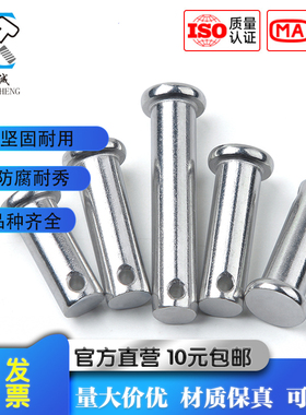 国标304不锈钢销轴GB882平头带孔销轴定位插销T型圆柱销钉M5M6M8