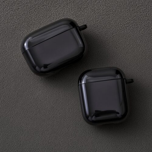 亮面黑色耳机壳适用airpods1/2/3/4/pro/pro2/pro3苹果AirPods保护套防摔耳机保护套黑色保护套轻薄保护