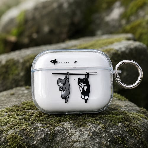猫苹果耳机壳适用AirPods1/2/3/4/Pro/Pro2/Pro3无线蓝牙耳机保护套透明软壳防刮防摔充电盒保护壳个性设计