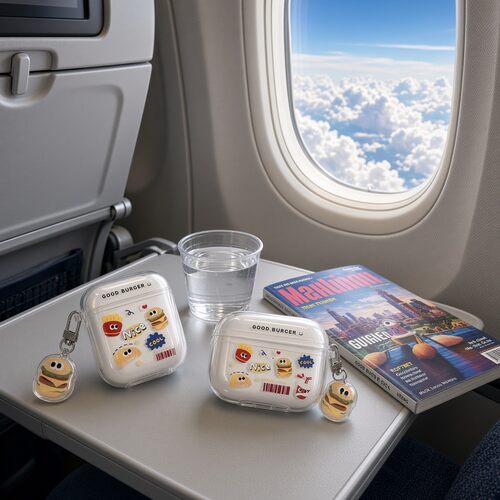 薯条图案耳机壳适用airpods1/2/3/4/pro/pro2/pro3苹果AirPods保护套卡通透明软壳防尘保护壳充电盒保护套