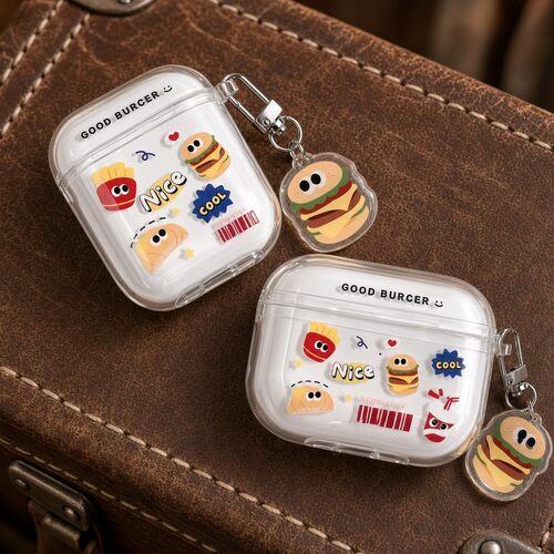 薯条图案耳机壳适用airpods1/2/3/4/pro/pro2/pro3苹果AirPods保护套耐磨轻薄保护壳防刮保护全包防护潮流