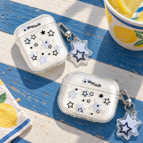 满版星星耳机壳苹果AirPods保护套透明软壳充电盒保护套适用airpods1/2/3/4/5/pro/pro2/pro3防刮新款时尚