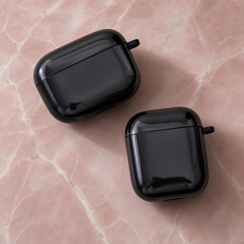 纯黑光面耳机壳适用airpods1/2/3/4/pro/pro2/pro3苹果AirPods保护套全包轻薄保护壳防摔亮面保护套全包防护