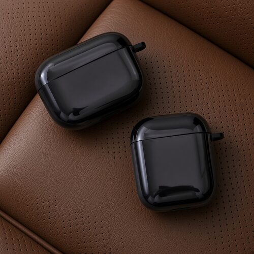 耳机保护套简约黑色耳机壳适用airpods1/2/3/4/pro/pro2/pro3苹果AirPods保护套亮面全包防护轻薄保护高透