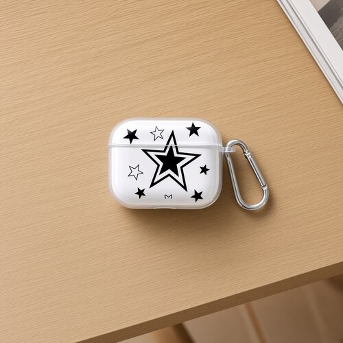 适用airpods1/2/3/4/pro/pro2/pro3潮流保护套简约五角星耳机壳苹果AirPods保护套全包保护高透防摔轻薄保护