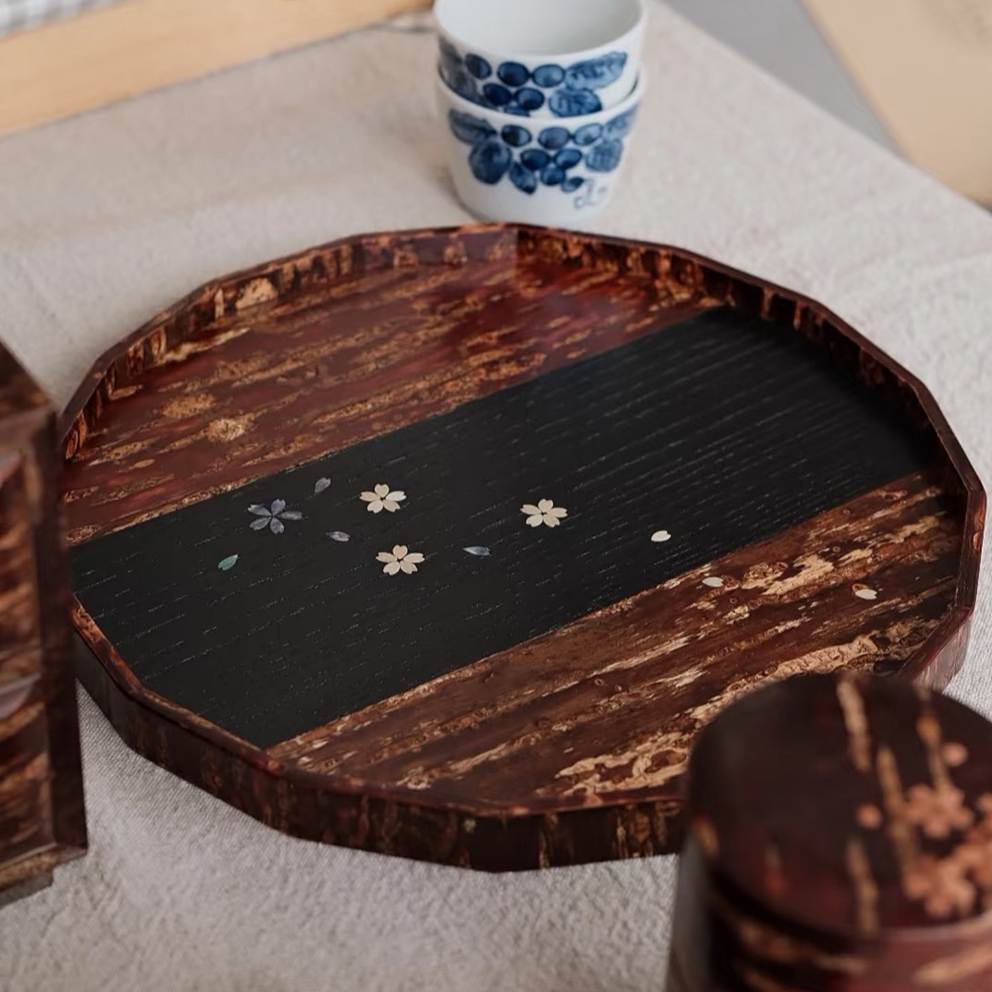 日本桦细工八柳手作托盘