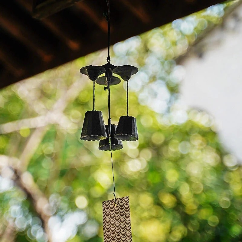 日本进口南部铁器三重奏风铃日式复古和风装饰庭院门挂件祈福送礼