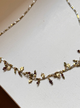 minicyber石榴石项链复古度假风