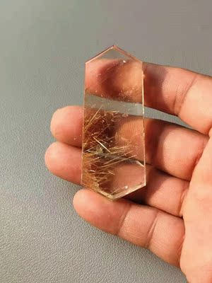 龙王鳌犷水晶天然钛晶盾牌金发晶