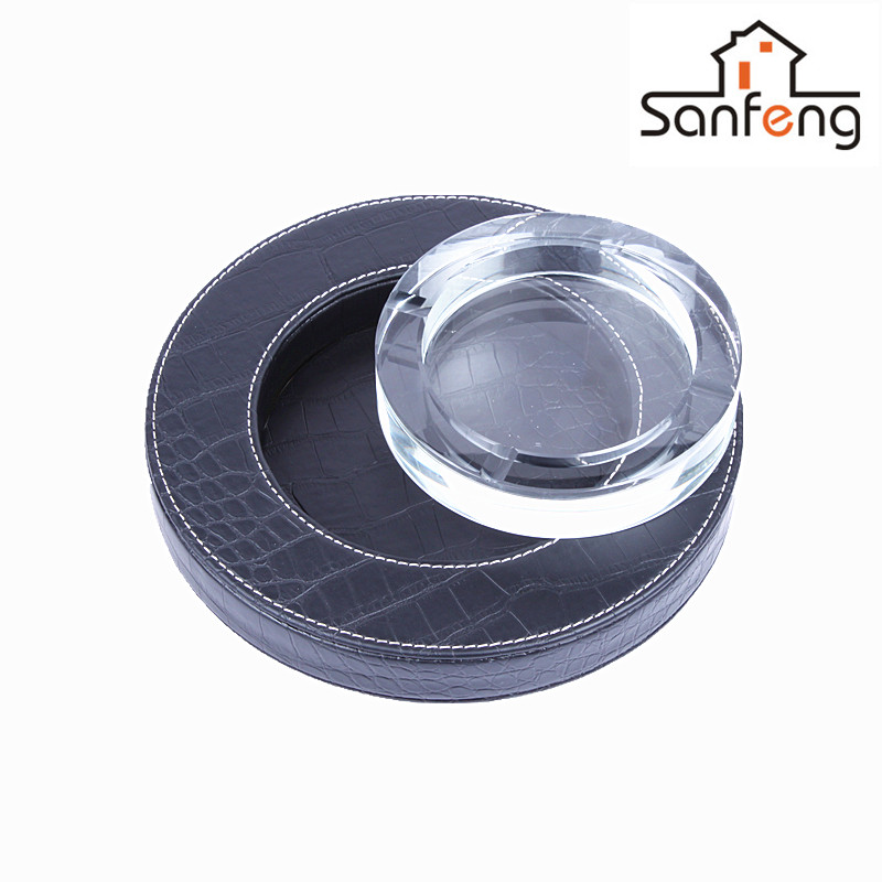 创意时尚PU皮革烟灰缸客厅办公室客房KTV 精致鳄鱼纹烟缸摆件黑色