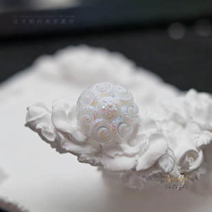 #云朵# 西德vintage古董琉璃纽扣 18mm婚纱白炫彩