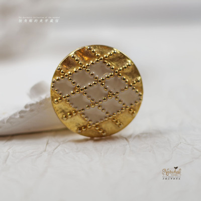 #金格# 法产vintage金属纽扣 28mm金白格高定大衣纽扣 仅3颗