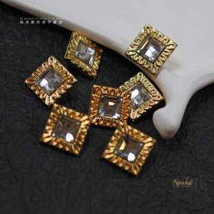 高透镀金树脂纽扣 23&27mm 法产vintage中古艺术纽扣 仅16 镜框