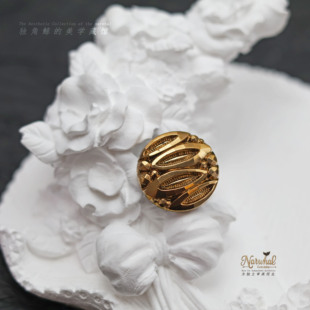 #几何美学# 西德古董琉璃纽扣 14&18mm金色几何图形