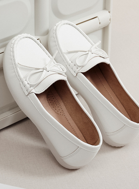 全白色护士鞋医护专业工作鞋蝴蝶结甜美平底软底软面小白鞋春季