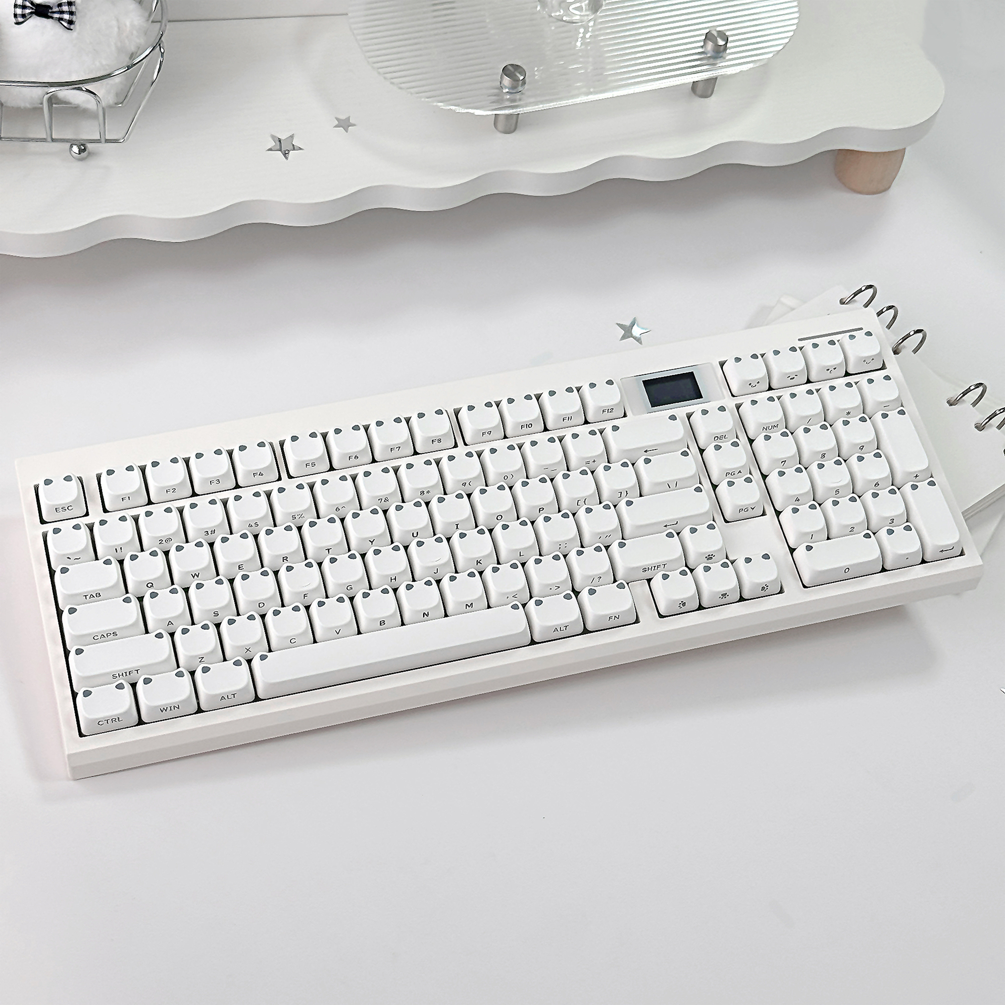 GMK98三模机械键盘卷发天使Gasket无线蓝牙静音办公麻将音显示屏