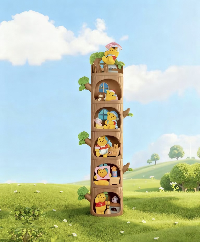 正版迪士尼维尼小熊森林树屋系列盲盒摆件手办礼物潮流玩具公仔女