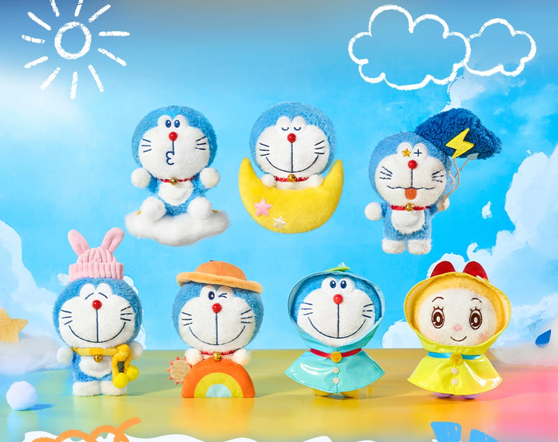 正版哆啦A梦天气绒绒毛绒盲盒周边挂件公仔玩偶叮当猫可爱女礼物