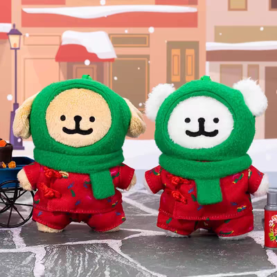 线条小狗Maltese原创东北花棉袄毛绒挂件可爱创意玩偶生日礼物女