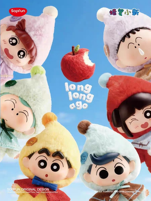 正版SOPFUN蜡笔小新矮人童话搪胶毛绒盲盒潮玩挂件玩偶女生日礼物