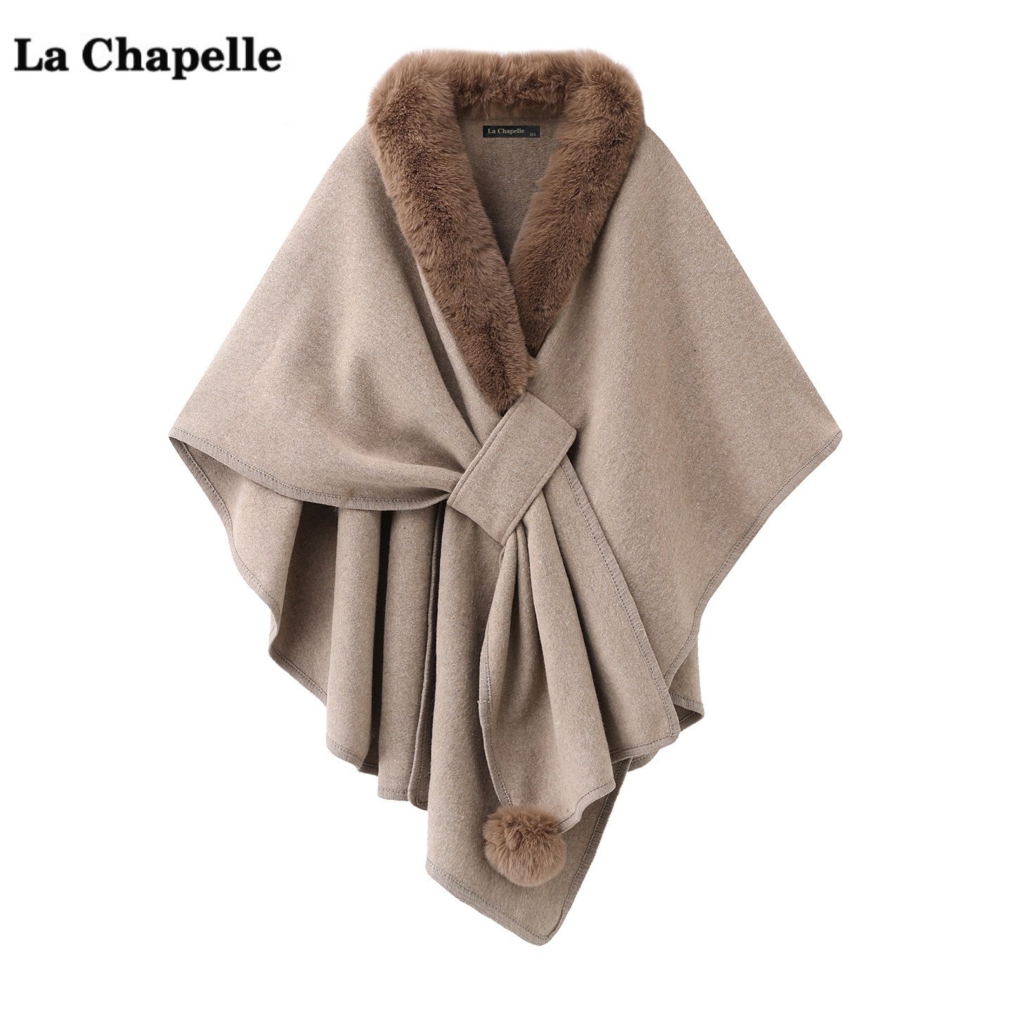 拉夏贝尔/La Chapelle高级感毛领披肩斗篷女外搭冬季保暖披风外套,服饰配件/皮带/帽子/围巾,围巾/丝巾/披肩,淘宝优惠券,粉丝福利购,淘宝优惠卷