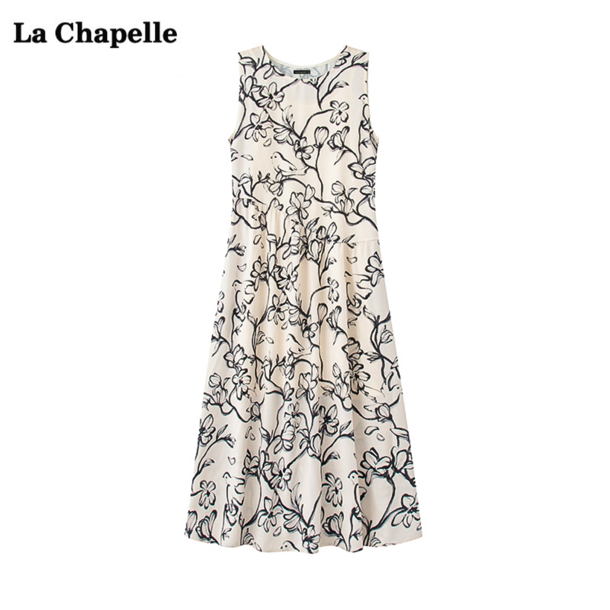 拉夏贝尔/La Chapelle法式印花背心连衣裙女夏季新款中长款裙子