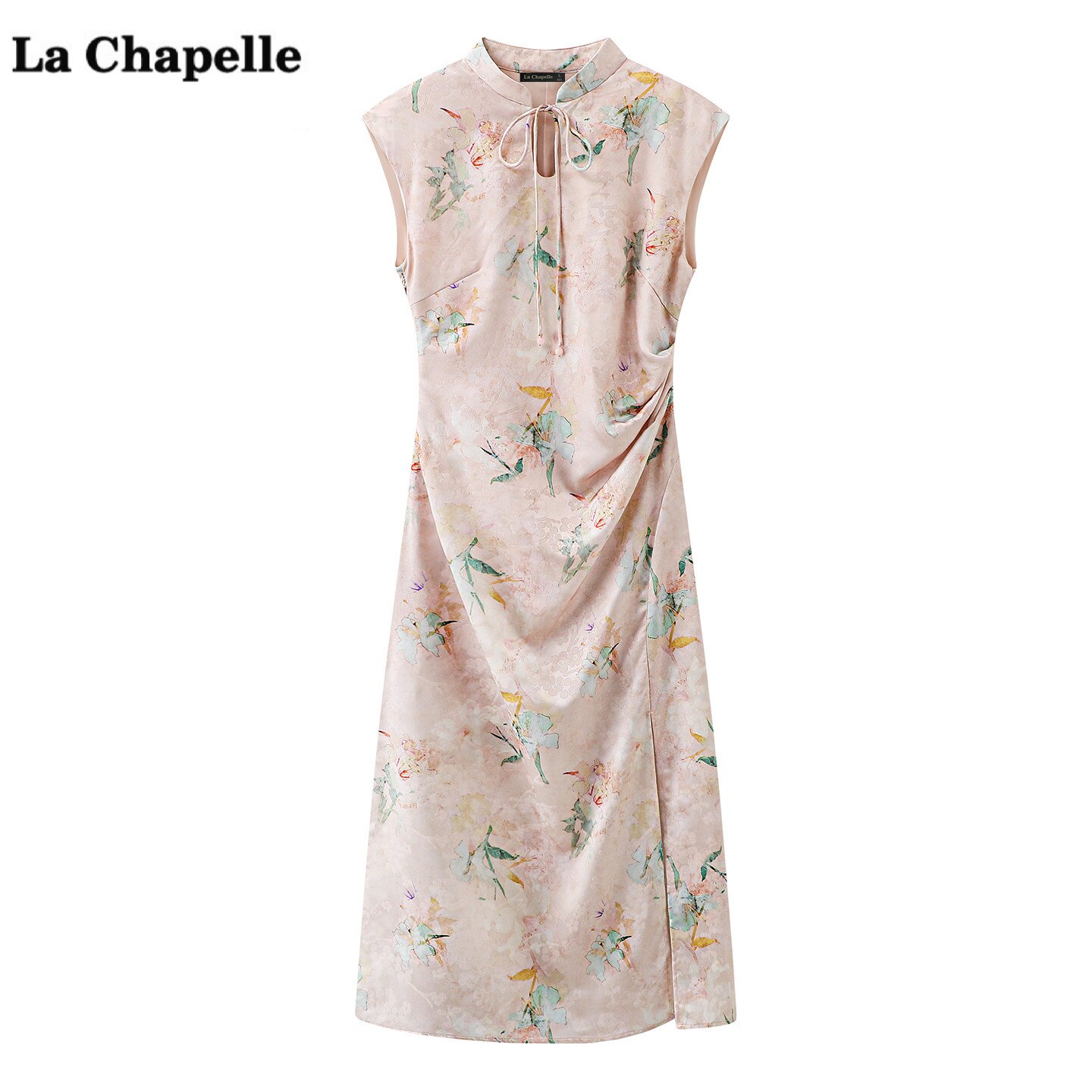 拉夏贝尔/La Chapelle新中式立领收腰连衣裙女夏季新款显瘦旗袍裙